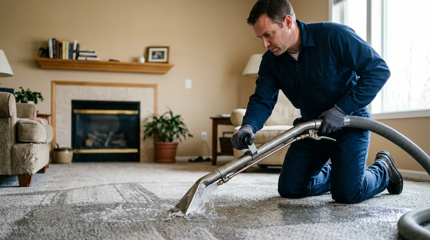 Water damage restoration technician working near Cedar Lane, TX